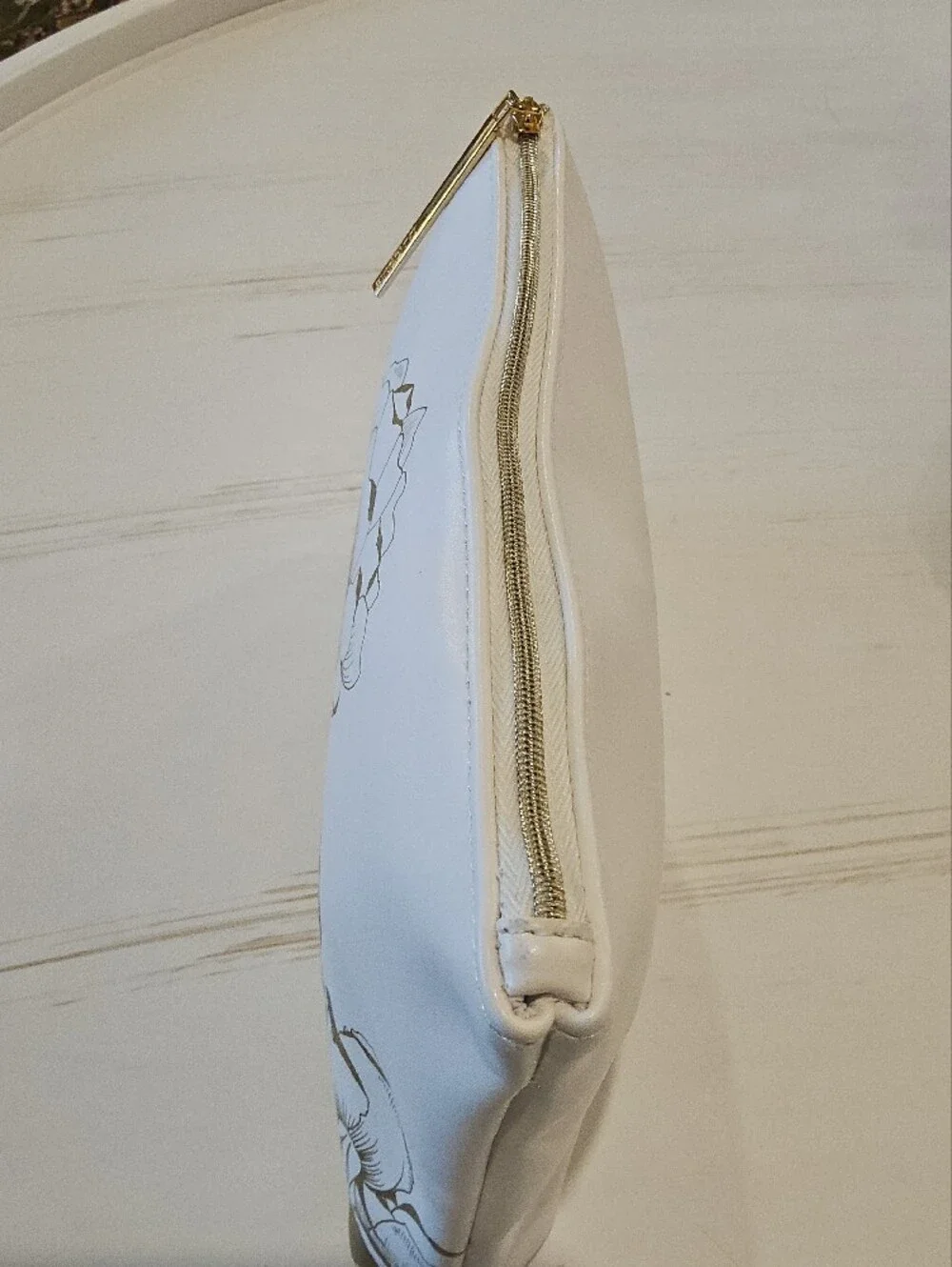 Lancome White and Gold Floral Absolue Cosmetic Pouch